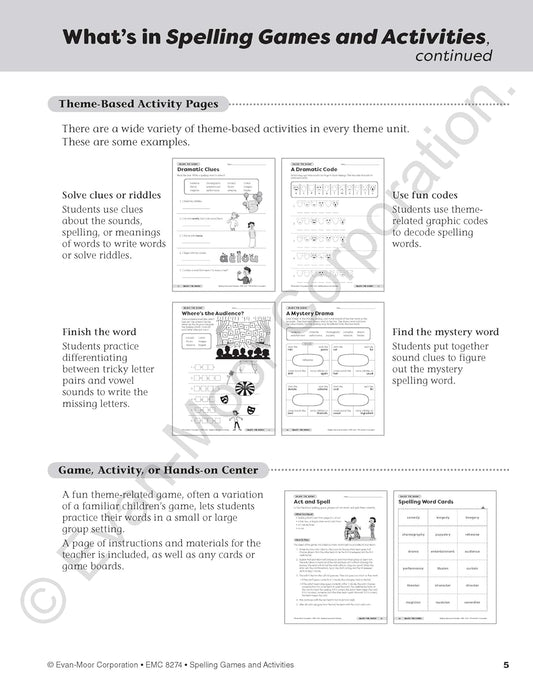 Evan-Moor Spelling Games and Activities, Grade 4