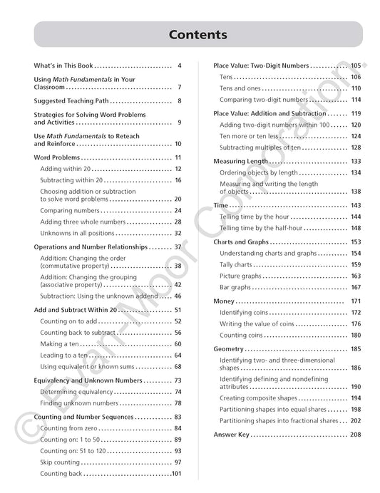 Math Fundamentals, Grade 1 - Teacher Reproducibles, Print