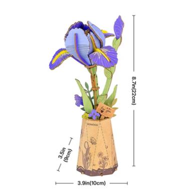 Robotime Purple Iris Flower Wood Puzzle Kit