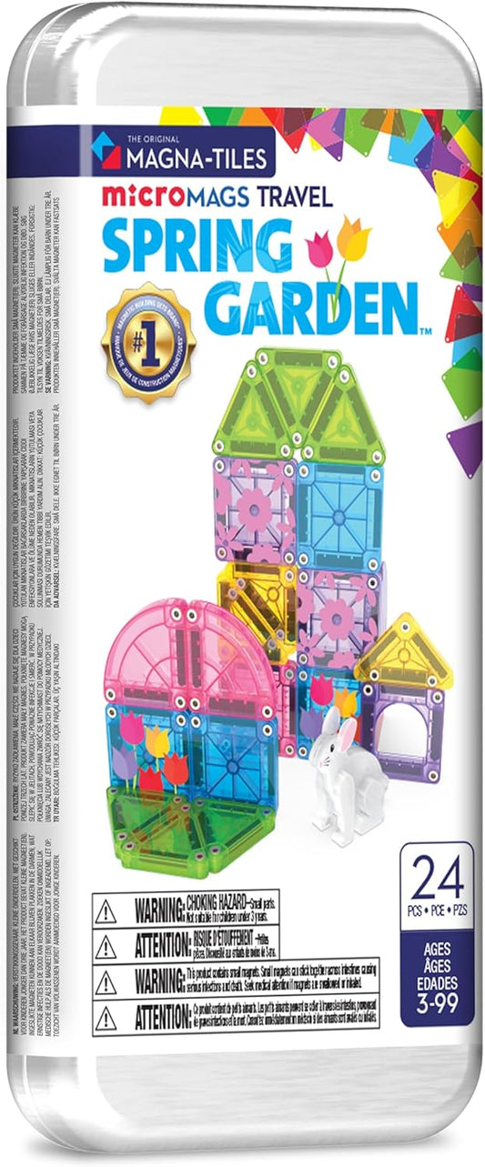Magna-Tiles microMags Travel Spring Garden set packaging with colorful magnetic tiles.