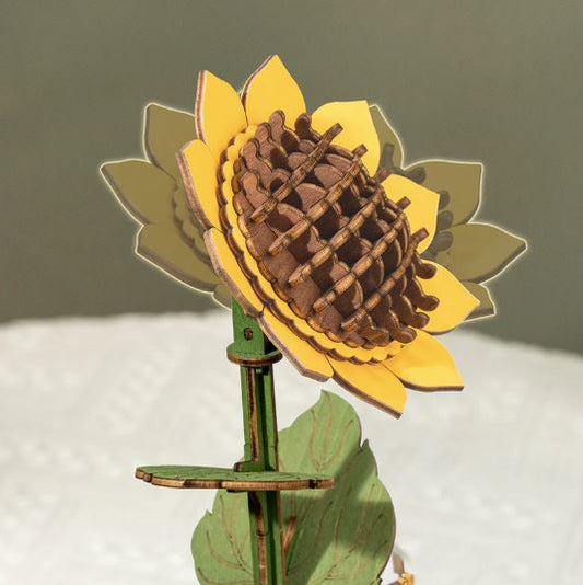 Robotime Sunflower Rowood DIY Wooden Flower Bouquet 3D Wooden Puzzle