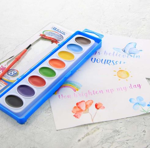 Semi Moist Washable Watercolors w/ Brush 8 Ct.
