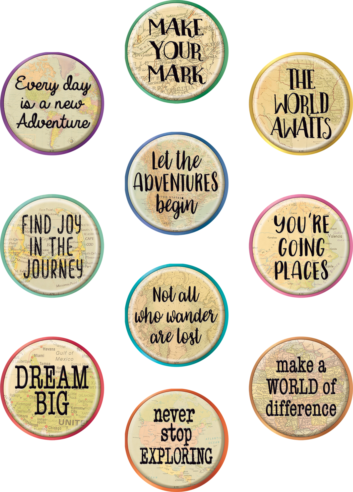 Travel the Map Positive Sayings Accents