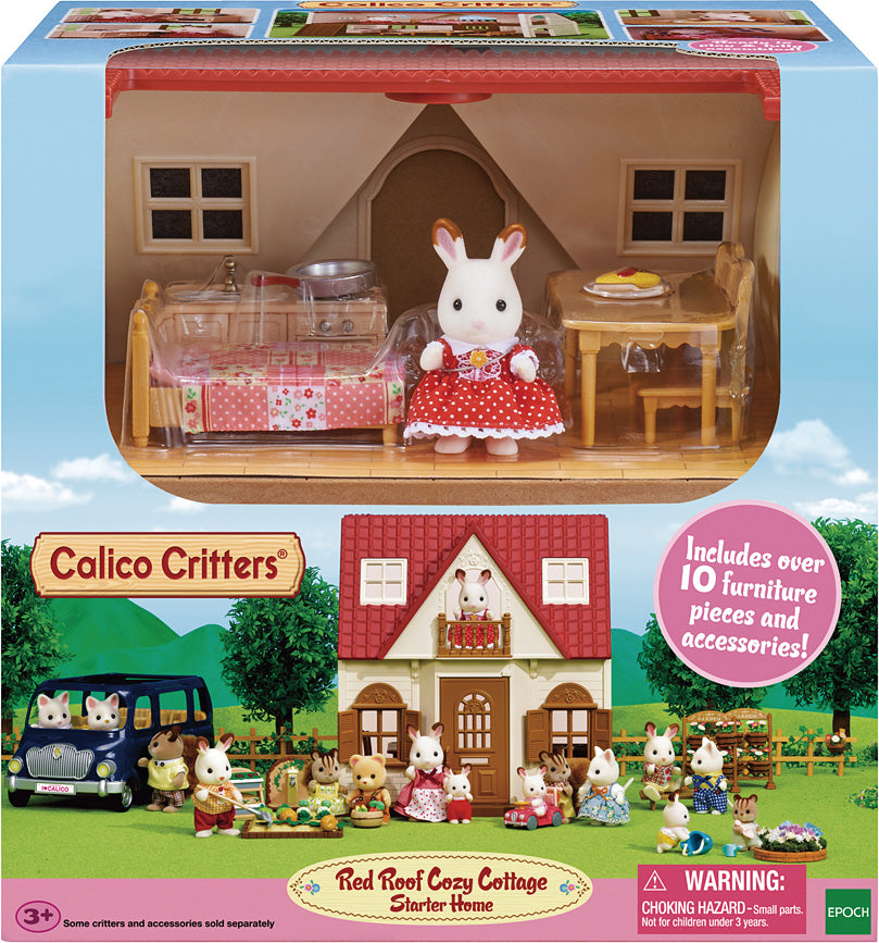 Calico Critters Red Roof Cozy Cottage Starter Home School Crossing Toy Station