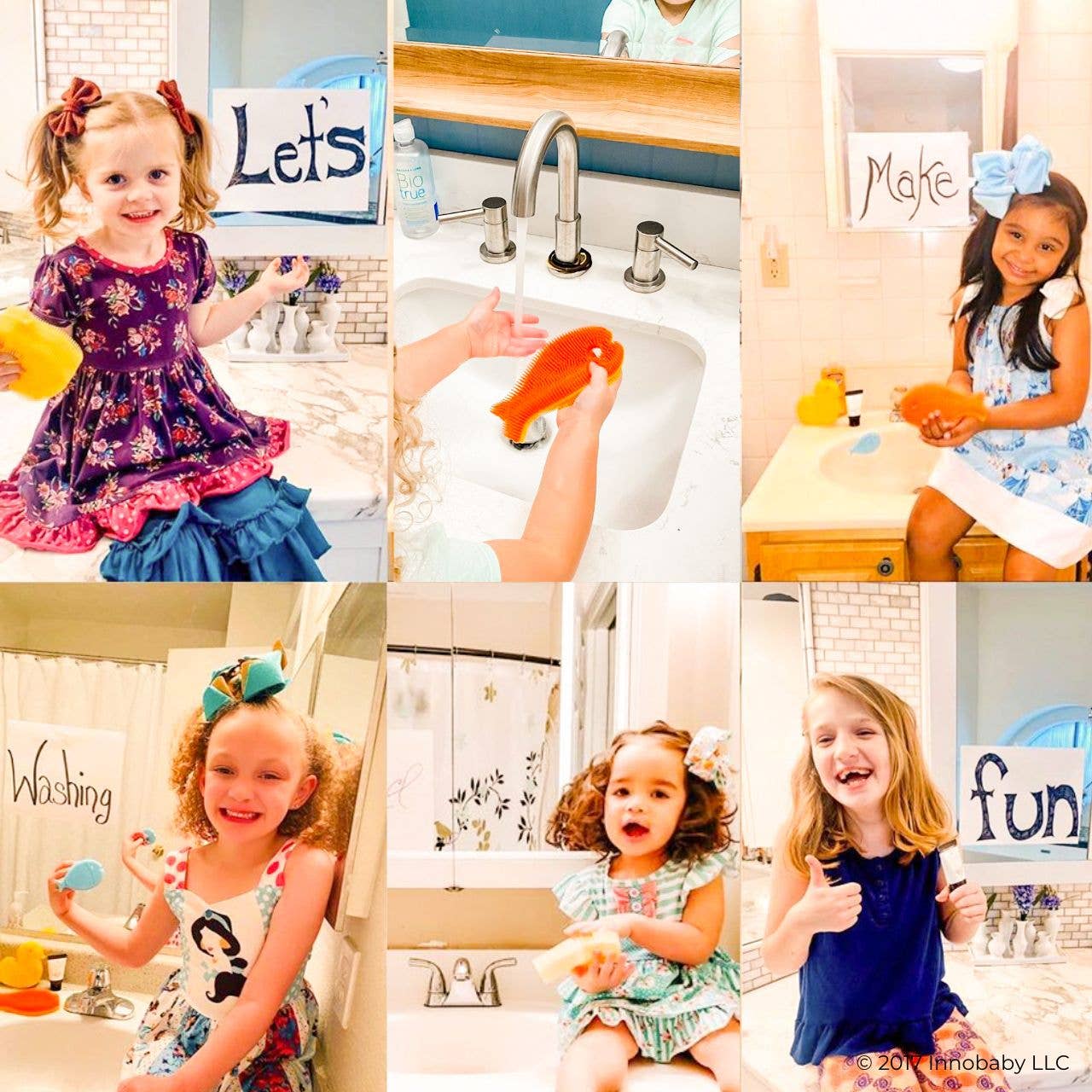 Silicone Bath Scrub / Fun Fish Shape Brush / Baby Bath Toy: Blue