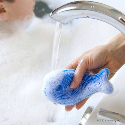 Silicone Bath Scrub / Fun Fish Shape Brush / Baby Bath Toy: Blue