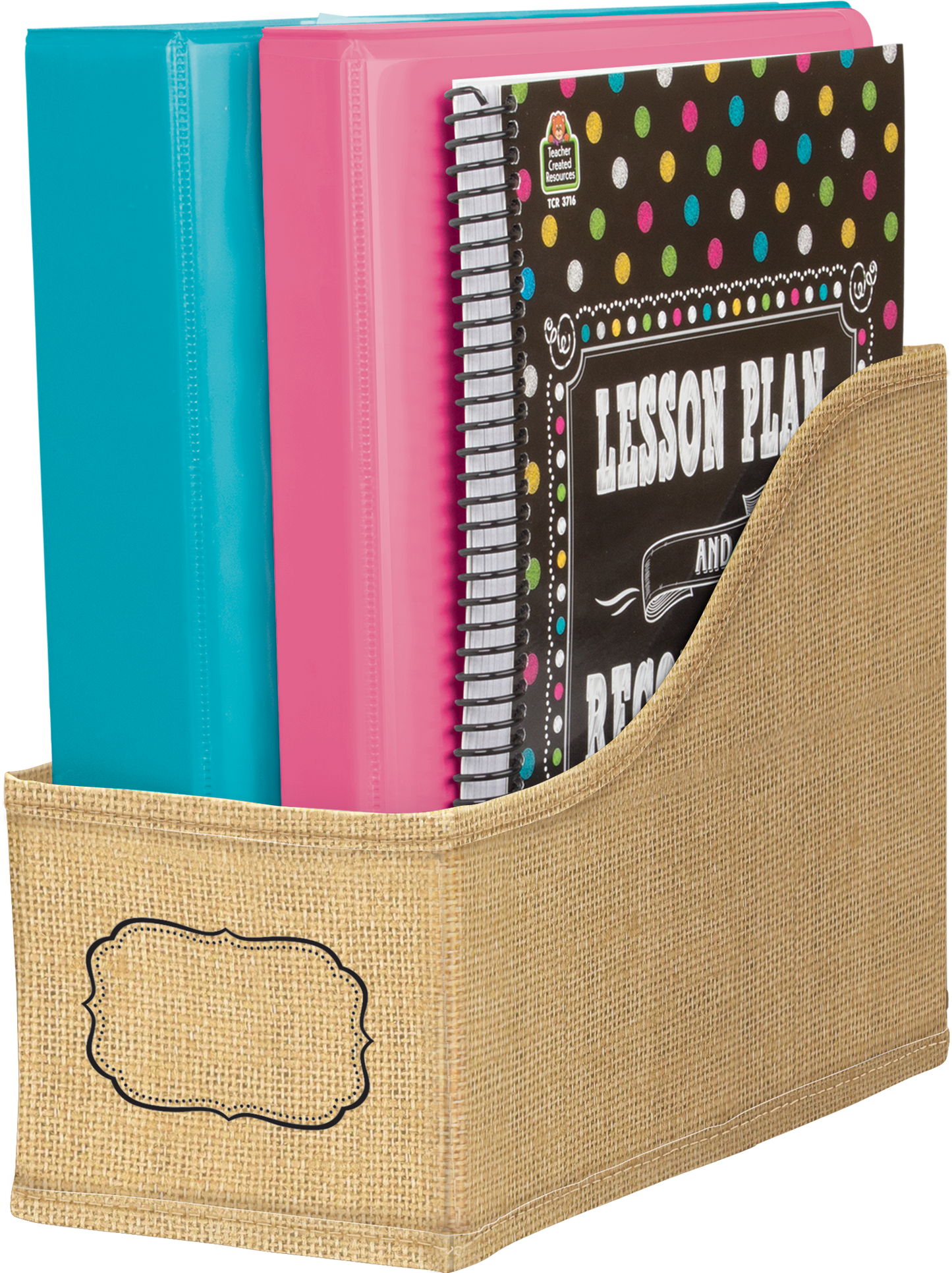 Burlap Book Bin