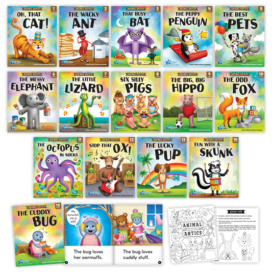 Animal Antics Short Vowel Phonics Readers Book Set