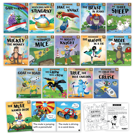 Animal Antics Long Vowel Phonics Readers Book Set