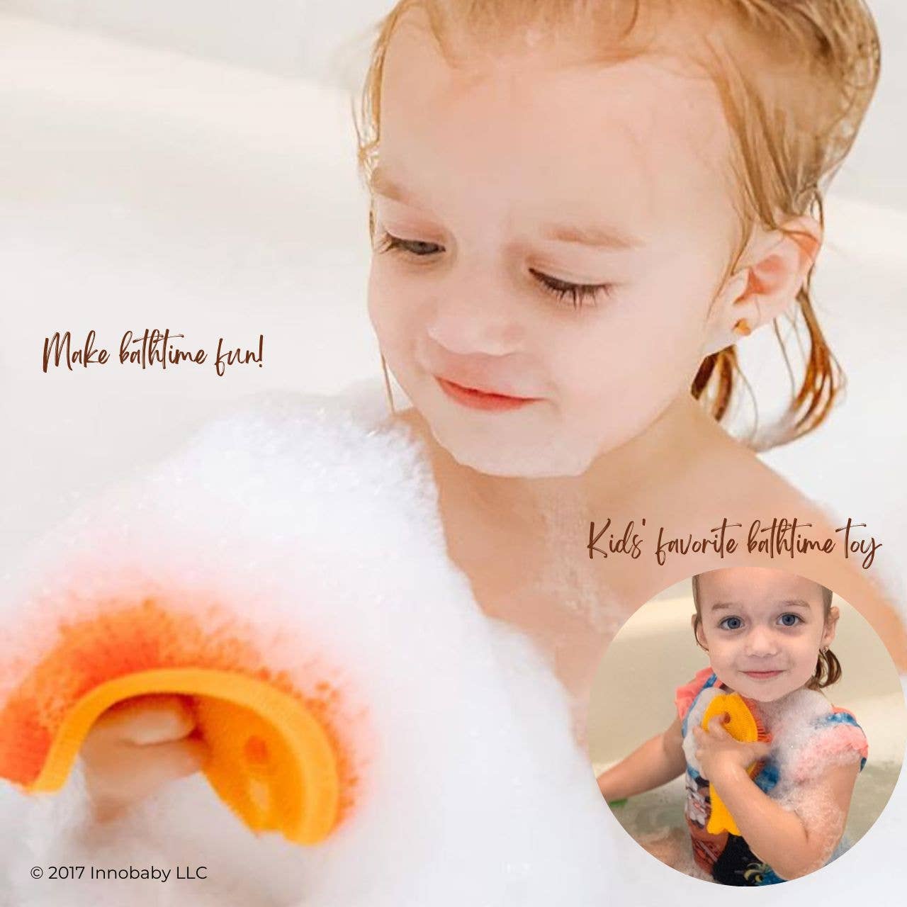 Silicone Bath Scrub / Fun Fish Shape Brush / Baby Bath Toy: Blue