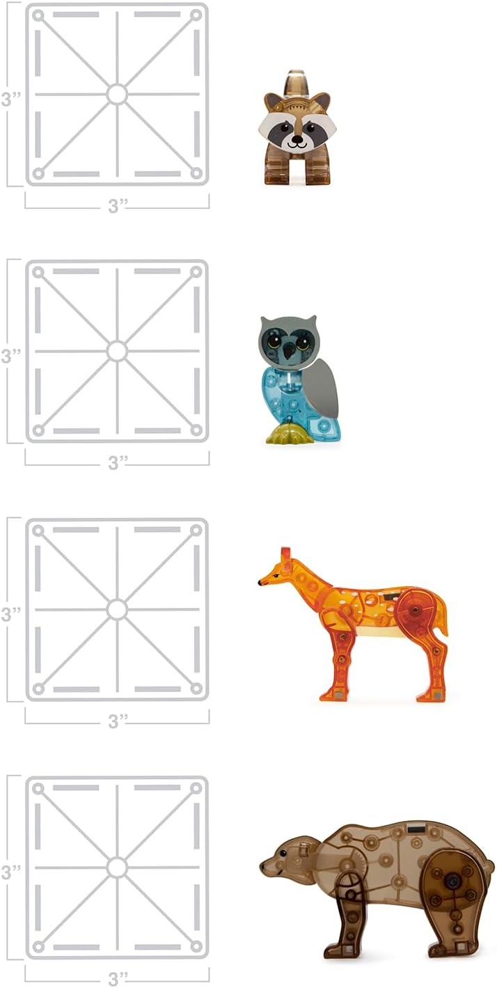 Magna-Tiles Forest Animals deer, bear, owl, racoon