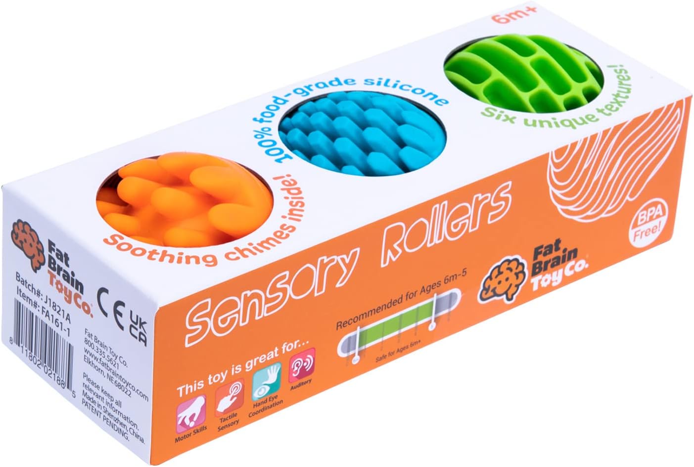 Sensory Rollers. Blue, green, and orange balls for babies and toddlers. perfect for fidget.