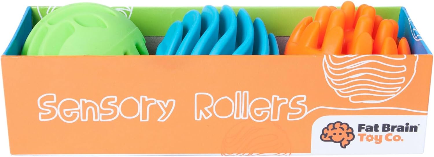 Sensory Rollers. Blue, green, and orange balls for babies and toddlers. perfect for fidget.