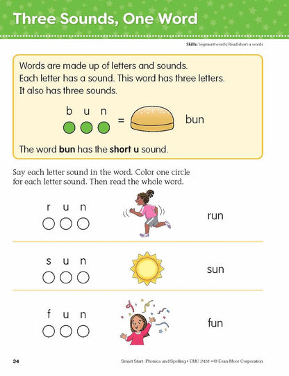 Smart Start: Phonics and Spelling Activity Book, Grade K