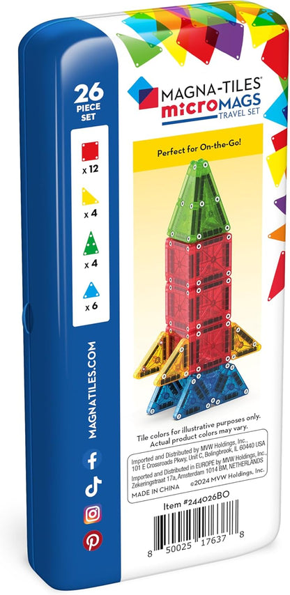 Magna-Tiles microMAGS 26-piece Travel Set: Bold Colors