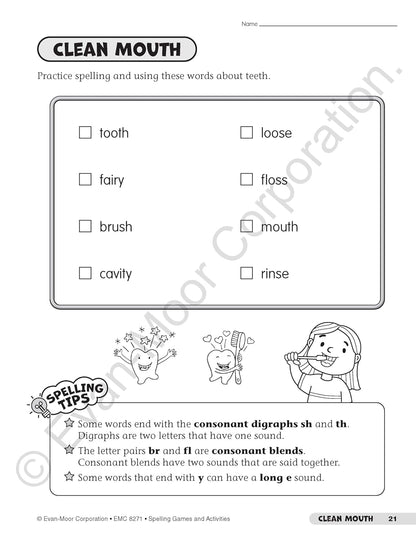 Evan-Moor Spelling Games and Activities, Grade 1