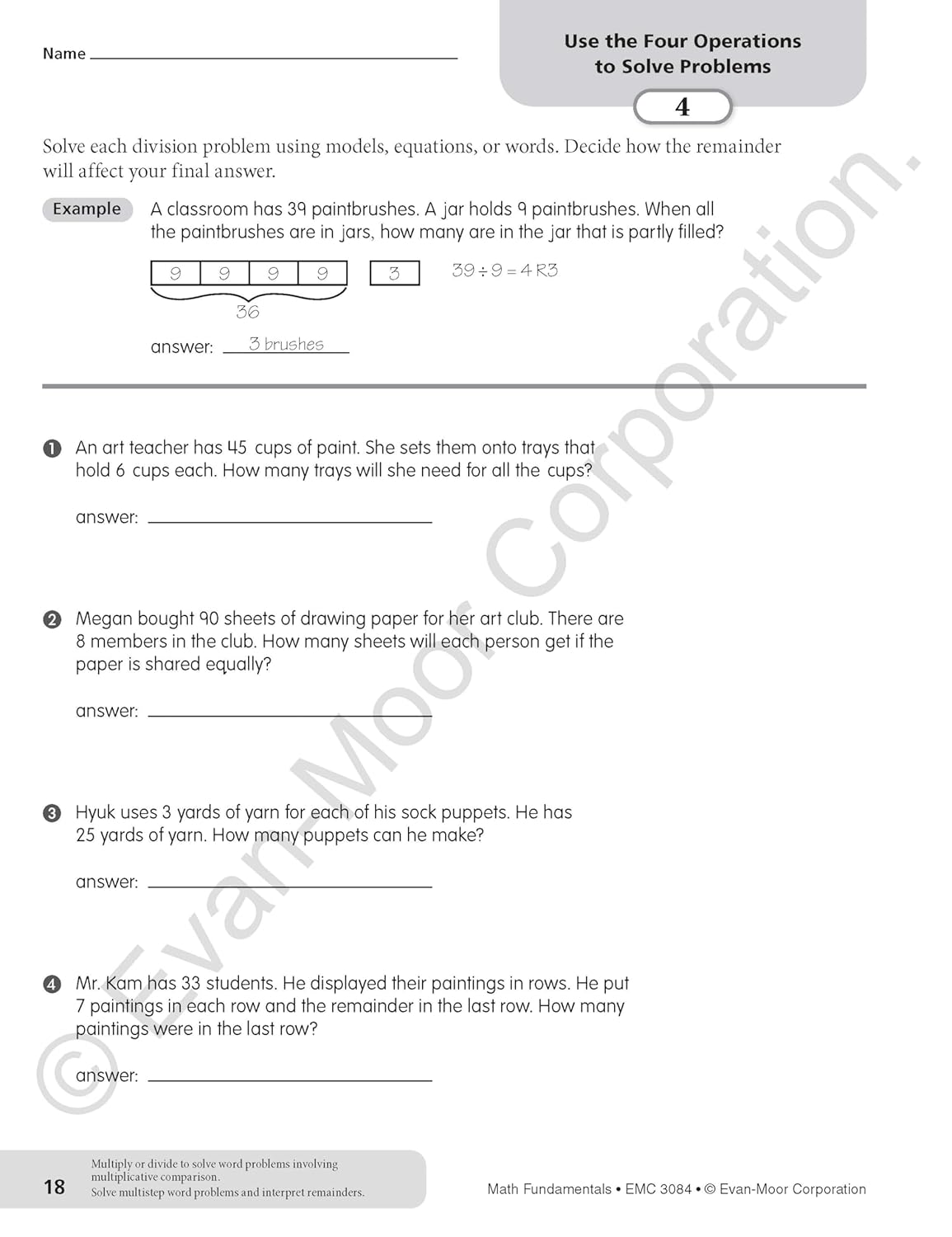 Math Fundamentals, Grade 4 - Teacher Reproducibles, Print