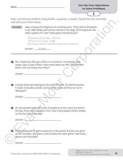 Math Fundamentals, Grade 4 - Teacher Reproducibles, Print