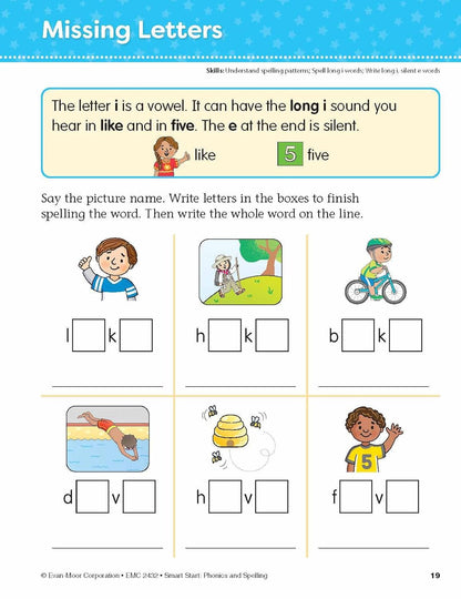 Smart Start: Phonics and Spelling Activity Book, Grade 1