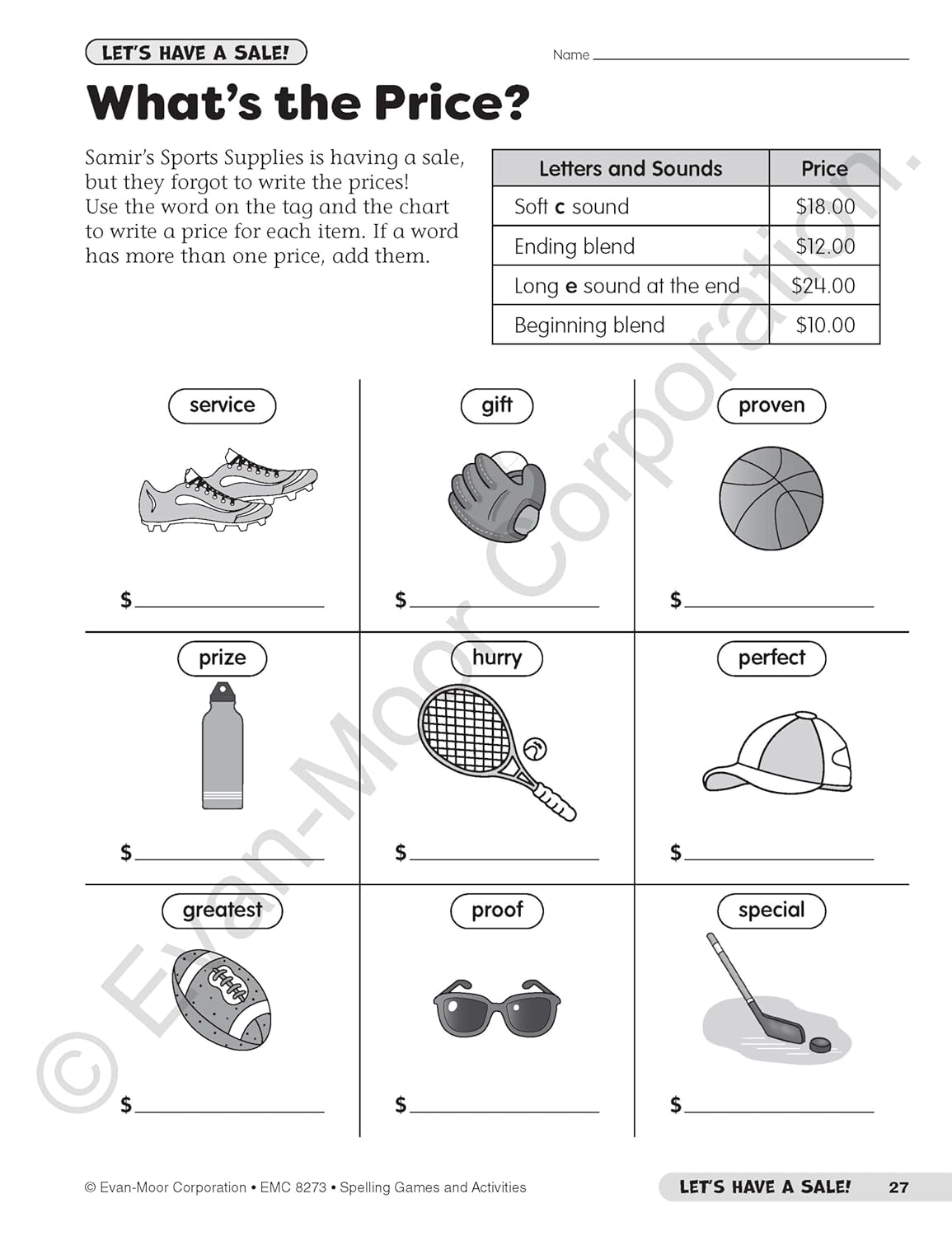 Evan-Moor Spelling Games and Activities, Grade 3