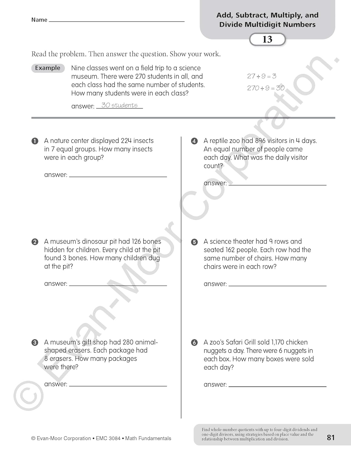 Math Fundamentals, Grade 4 - Teacher Reproducibles, Print