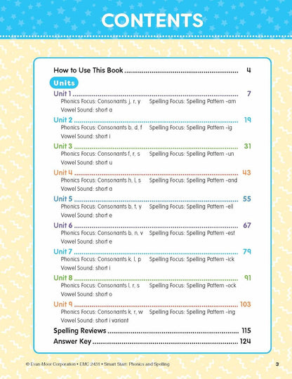 Smart Start: Phonics and Spelling Activity Book, Grade K