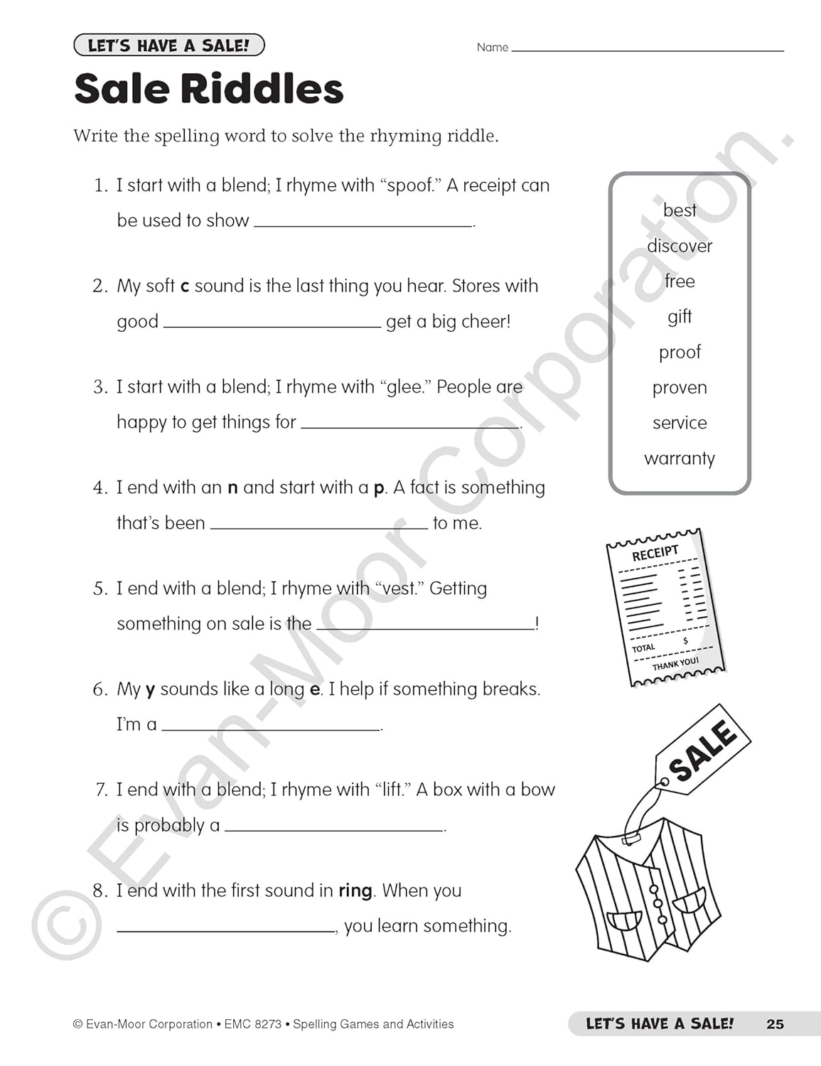 Evan-Moor Spelling Games and Activities, Grade 3