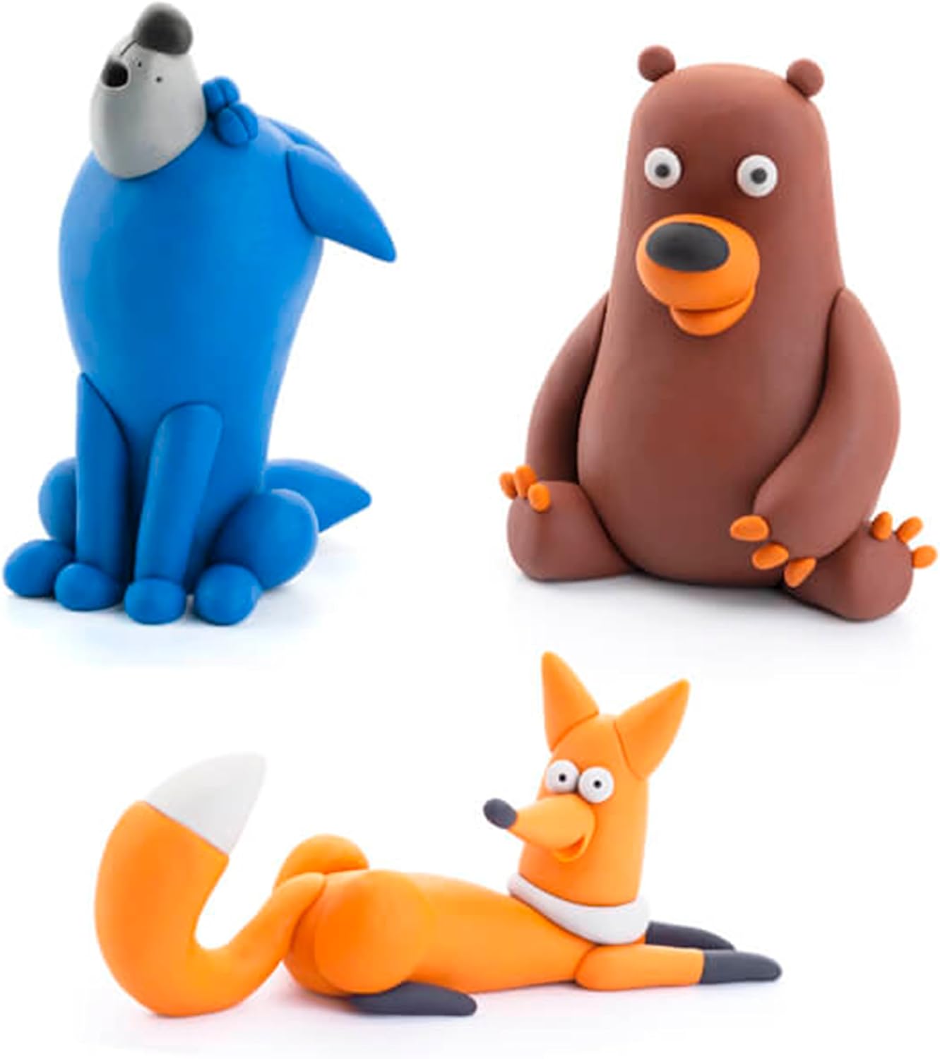 Hey Clay Forest Animals Kit for kids. Set for creating 6 characters. Warthog, bear, moose, squirrel, bear, and fox. 15 cans of air dry clay. Also includes interactive app. Ages 6+.