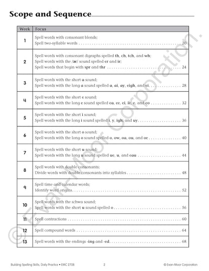 Evan-Moor Building Spelling Skills, Teacher's Edition, Grade 4