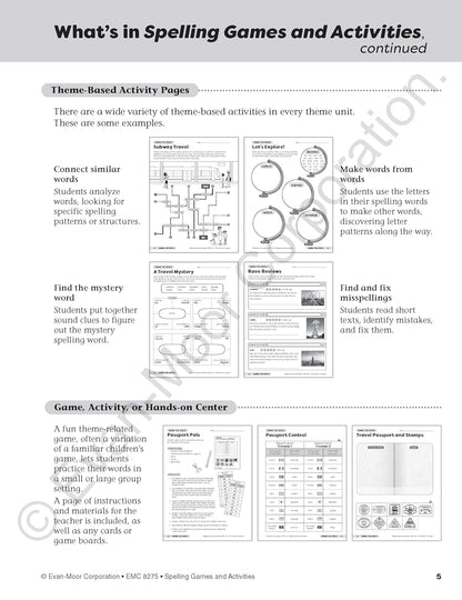 Evan-Moor Spelling Games and Activities, Grade 5