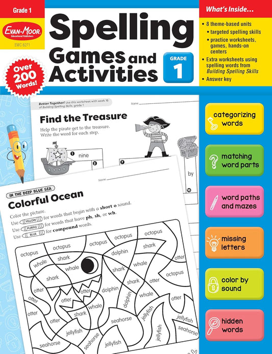 Evan-Moor Spelling Games and Activities, Grade 1