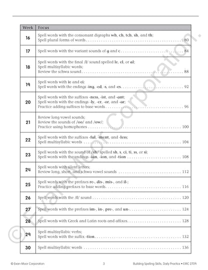 Evan-Moor Building Spelling Skills, Teacher's Edition, Grade 5