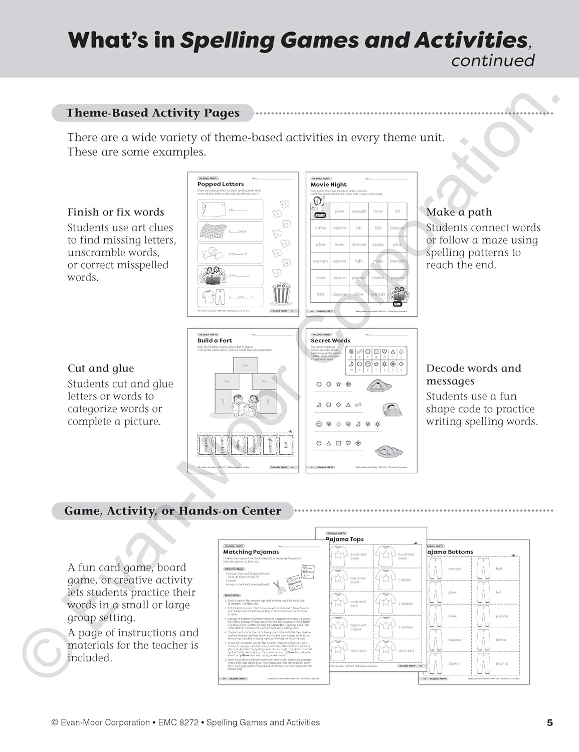 Evan-Moor Spelling Games and Activities, Grade 2