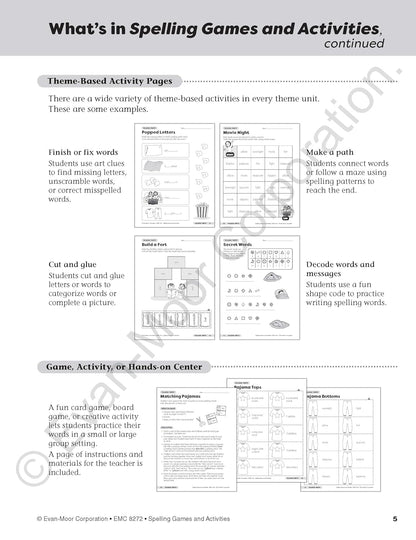 Evan-Moor Spelling Games and Activities, Grade 2