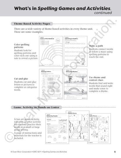 Evan-Moor Spelling Games and Activities, Grade 1