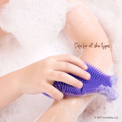 Silicone Bath Scrub / Fun Fish Shape Brush / Baby Bath Toy: Blue