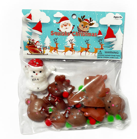 Taba-Zaba Squishy Christmas Santa with Reindeer 10 pc