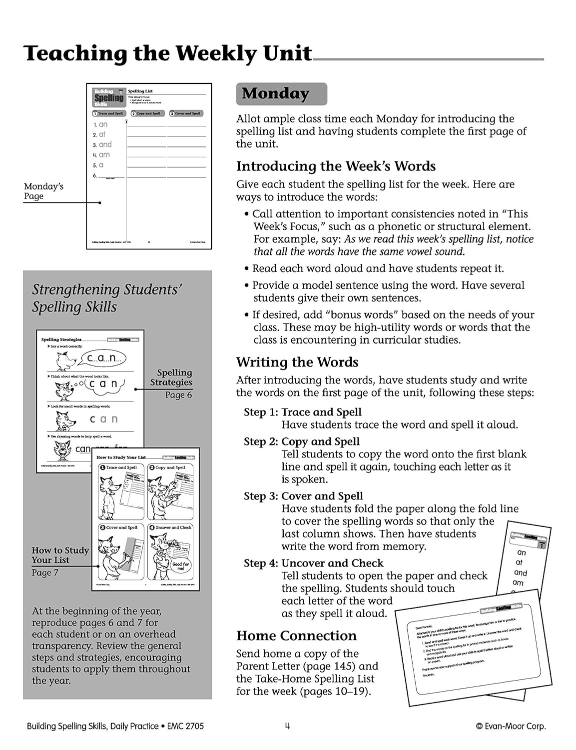 Evan-Moor Building Spelling Skills, Teacher's Edition, Grade 1
