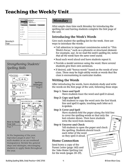 Evan-Moor Building Spelling Skills, Teacher's Edition, Grade 1