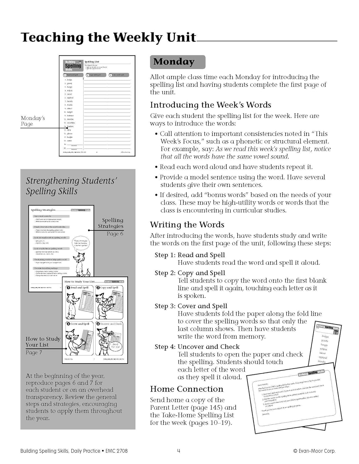 Evan-Moor Building Spelling Skills, Teacher's Edition, Grade 4