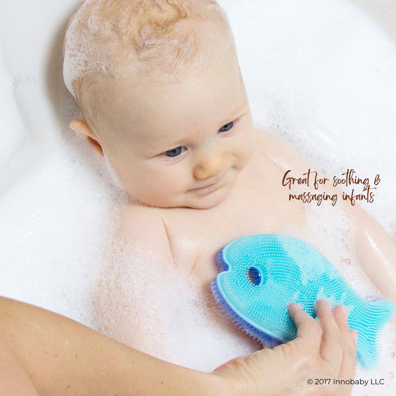 Silicone Bath Scrub / Fun Fish Shape Brush / Baby Bath Toy: Blue