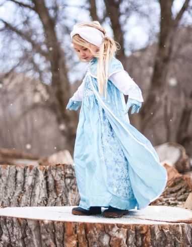 Little Adventures - Ice Princess Dress. Costume for girl, blue with snowflakes.