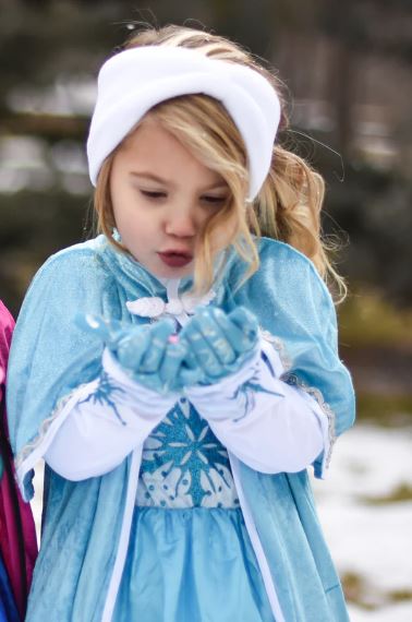 Little Adventures - Ice Princess Dress. Costume for girl, blue with snowflakes.