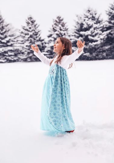 Little Adventures - Ice Princess Dress. Costume for girl, blue with snowflakes.