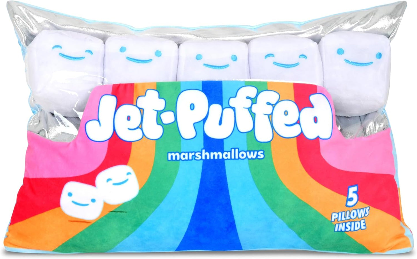 iscream Kraft Jet-Puffed Marshamallow 17.5" x 11" Pillow Set with Mini Marshmallow Pillows