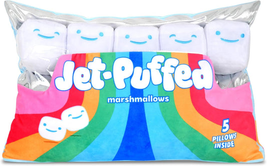 iscream Kraft Jet-Puffed Marshamallow 17.5" x 11" Pillow Set with Mini Marshmallow Pillows