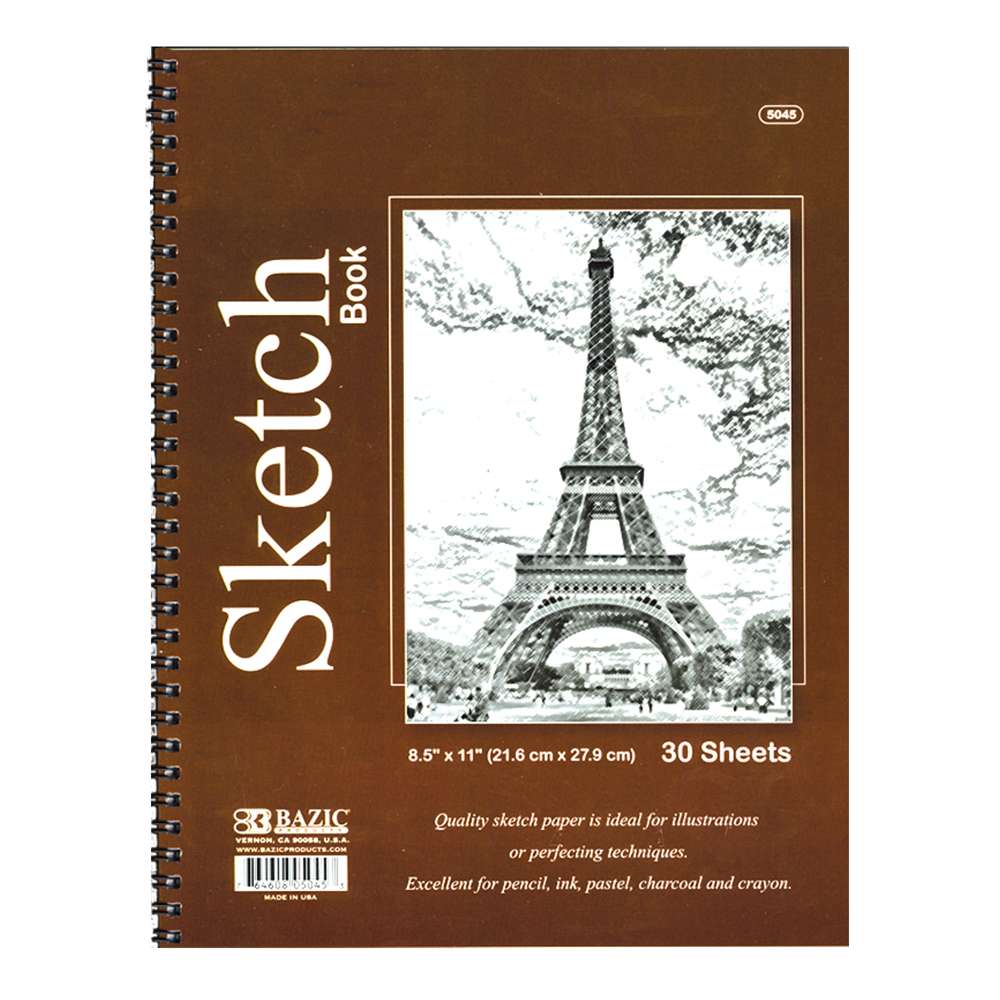 Sketch Book 8.5 x 11" brown with the Eifel Tower on the front 