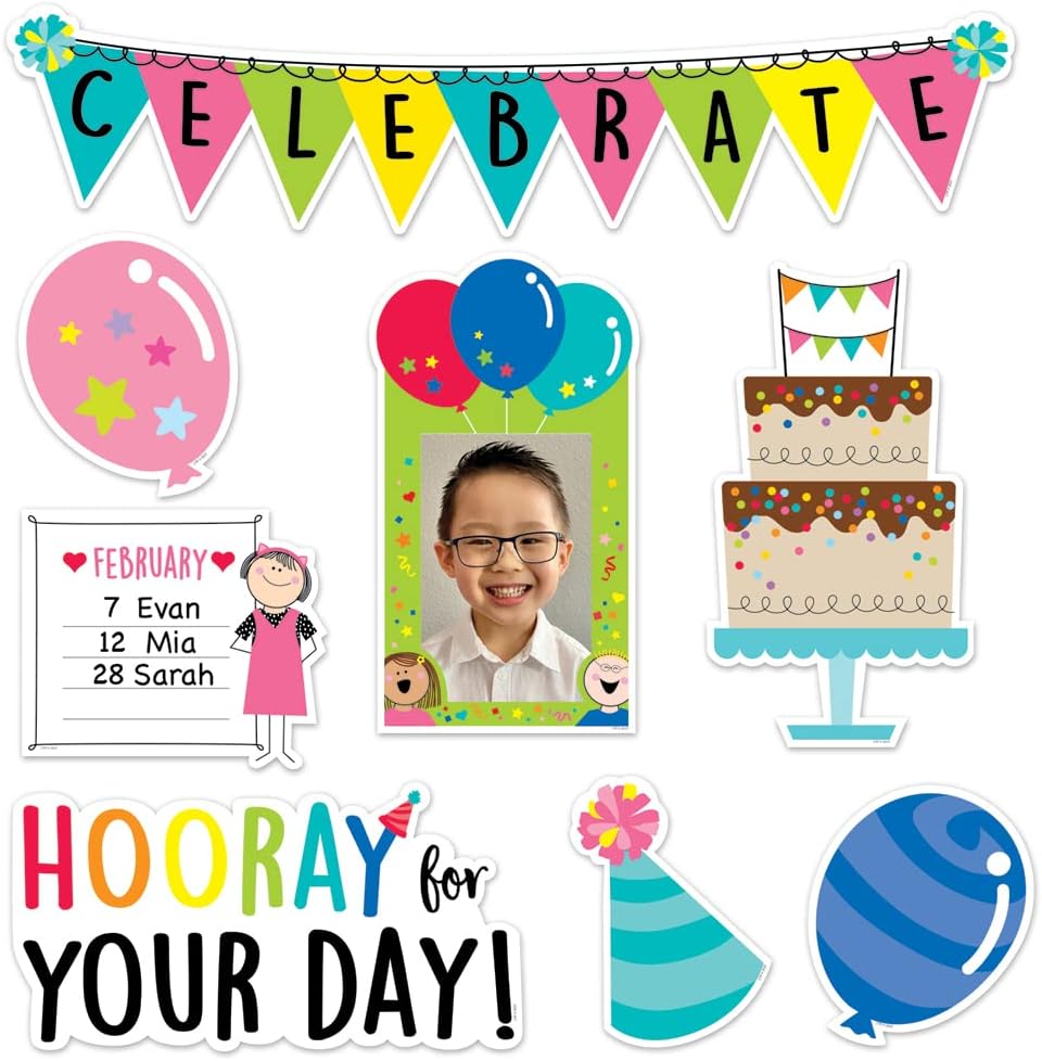 Stick Kids Classroom Birthdays Bulletin Board Set