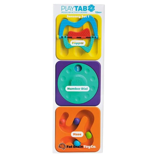 PlayTab - Modular, Sensory Activity Board Sensory Tile Set 1 (Flipper, Number Dial, Maze)