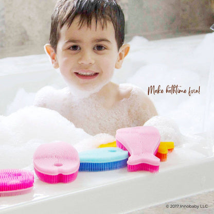 Silicone Bath Scrub / Fun Fish Shape Brush / Baby Bath Toy: Blue